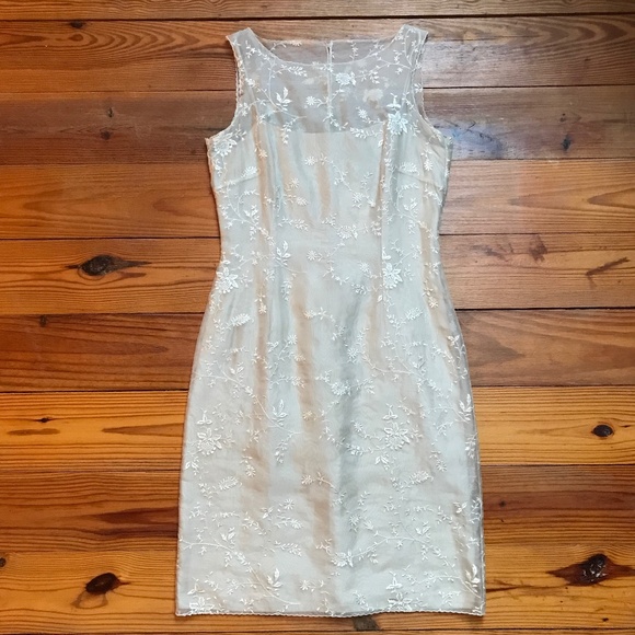 Ann Taylor Beige Cream Lace Silk Shift Dress, EUC, 2 - Picture 1 of 12